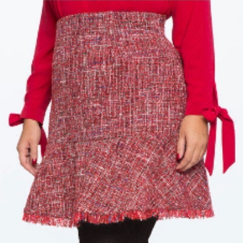 Eloquii Red Tweed Mini Skirt